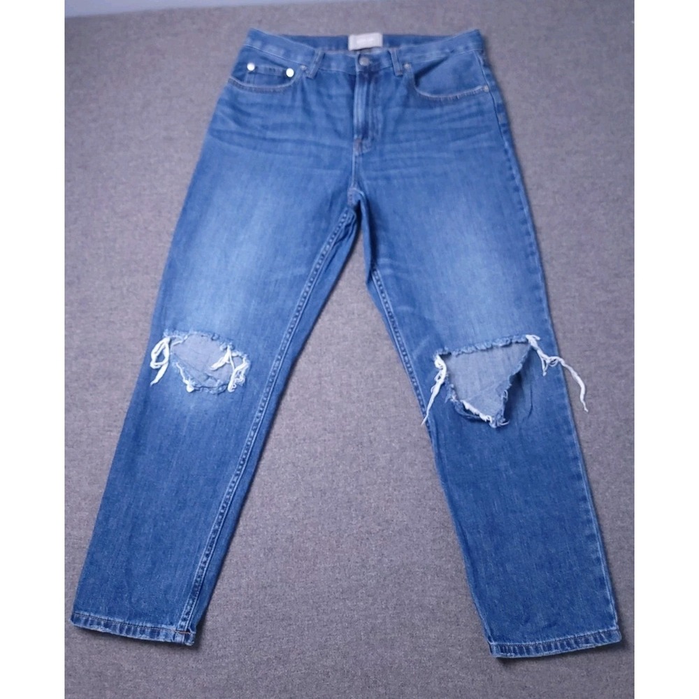 Everlane The Summer Jean Womens 29 Blue‎ Distressed Knee Rip 100% Organic Cotton